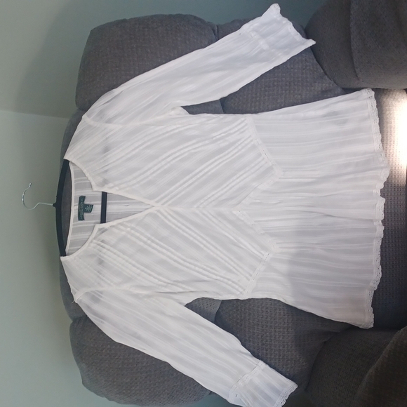 RALPH LAUREN JEANS CO SHEER WHITE SHIRT SIZE SMALL - Picture 10 of 15